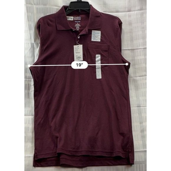 croft and barrow Mens long sleeve Polo size s Color Red Burgandy One Pocket - Picture 4 of 8